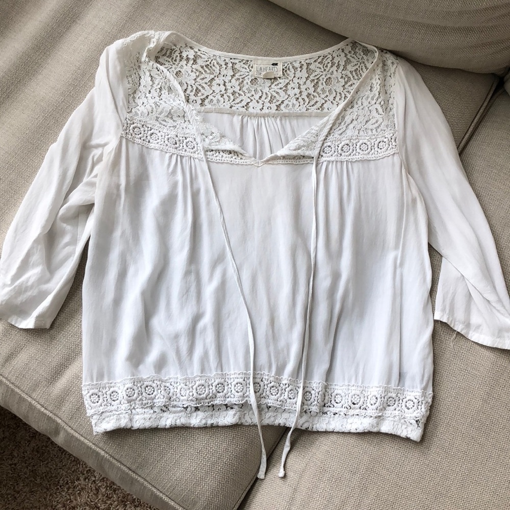 White 3/4 Length blouse